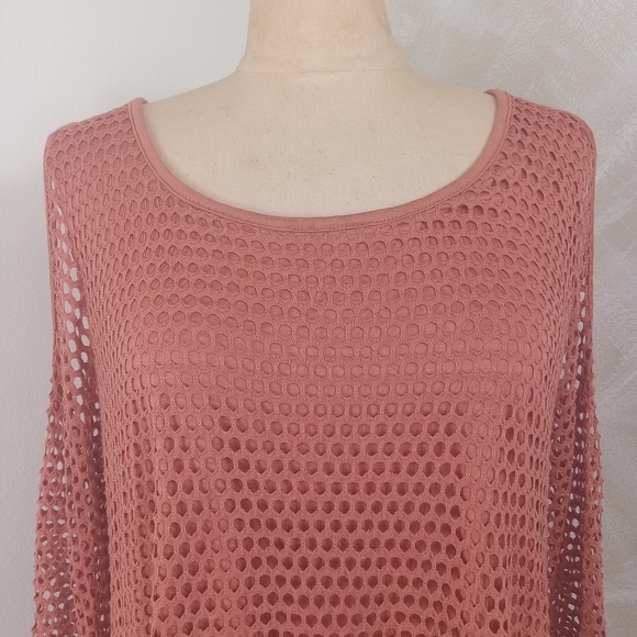 Casting Size Large Orange Long sleeve Top Mesh cold shoulder - Picture 2 of 8